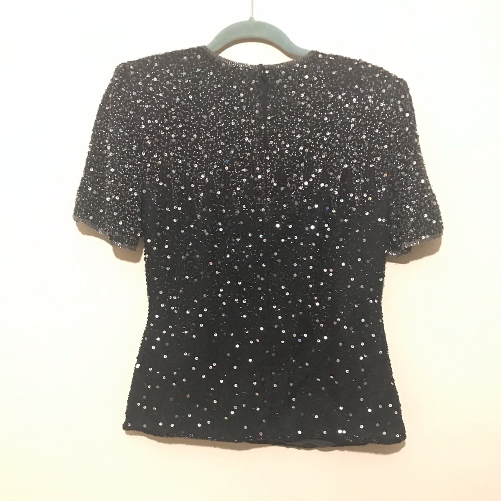 Black and silver sequin Stenay Vintage top Size S - Picture 2 of 8